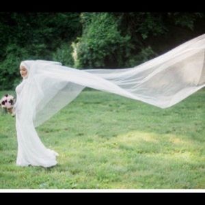 Cathedral tulle veil in ivory
